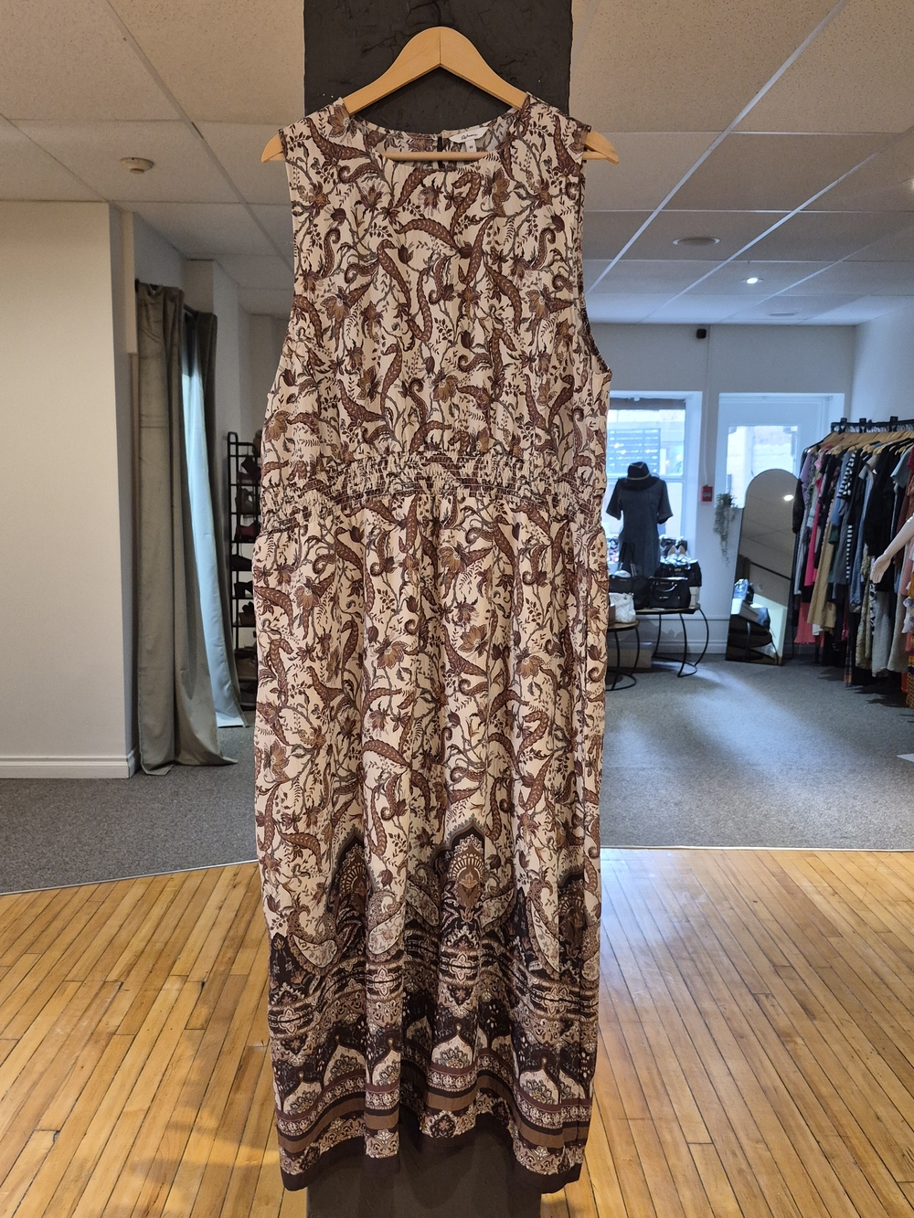 Reitmans Brown and Cream Paisley Sleeveless Maxi Dress Size 3X